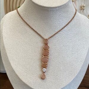 Hespera Rose Gold Necklace with Peach Moonstone and White Topaz Gemstones
